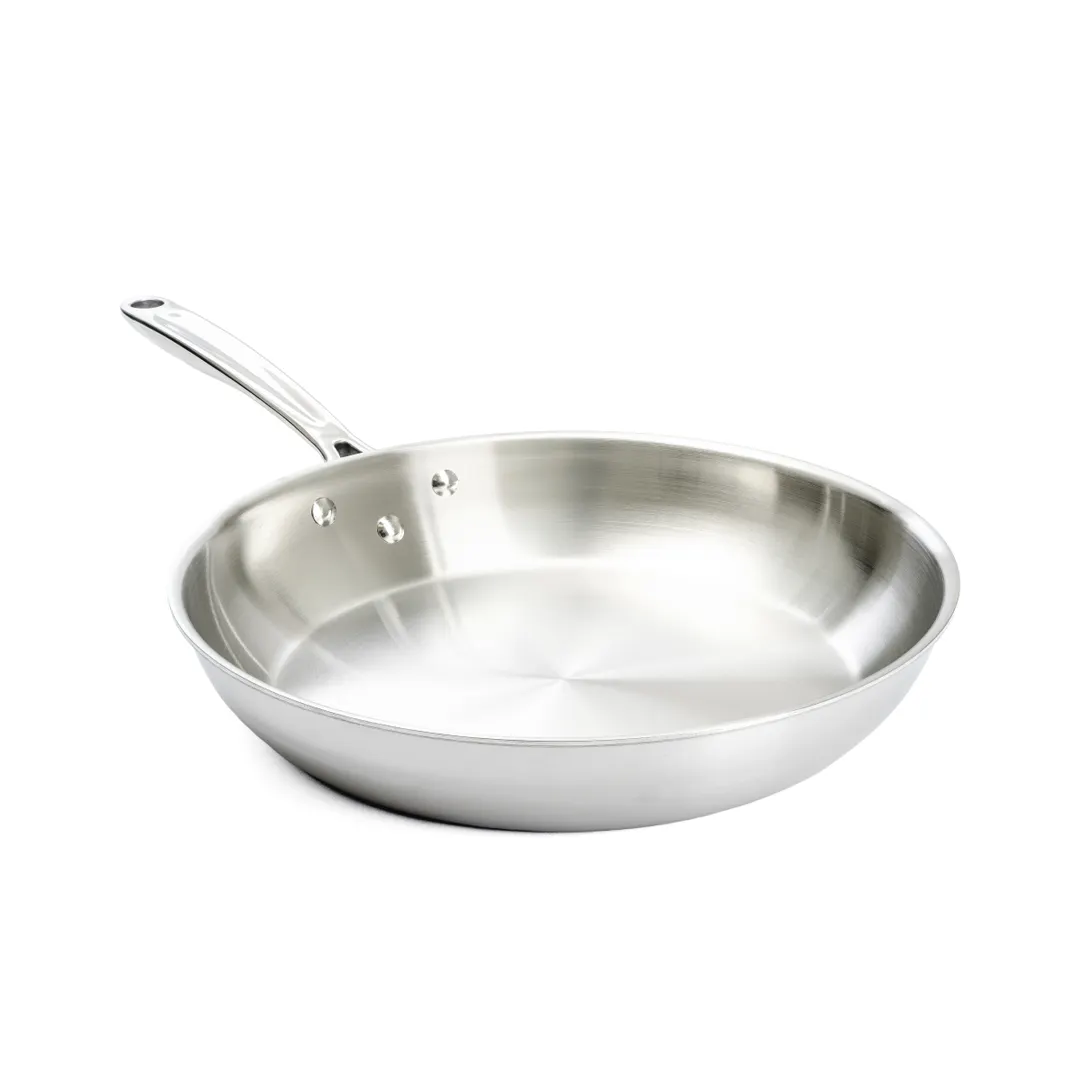 Browne USA 5724154 11" Fry Pan, 18/8 Stainless Steel, ProGrip Handle, Induction Ready, Uncoated