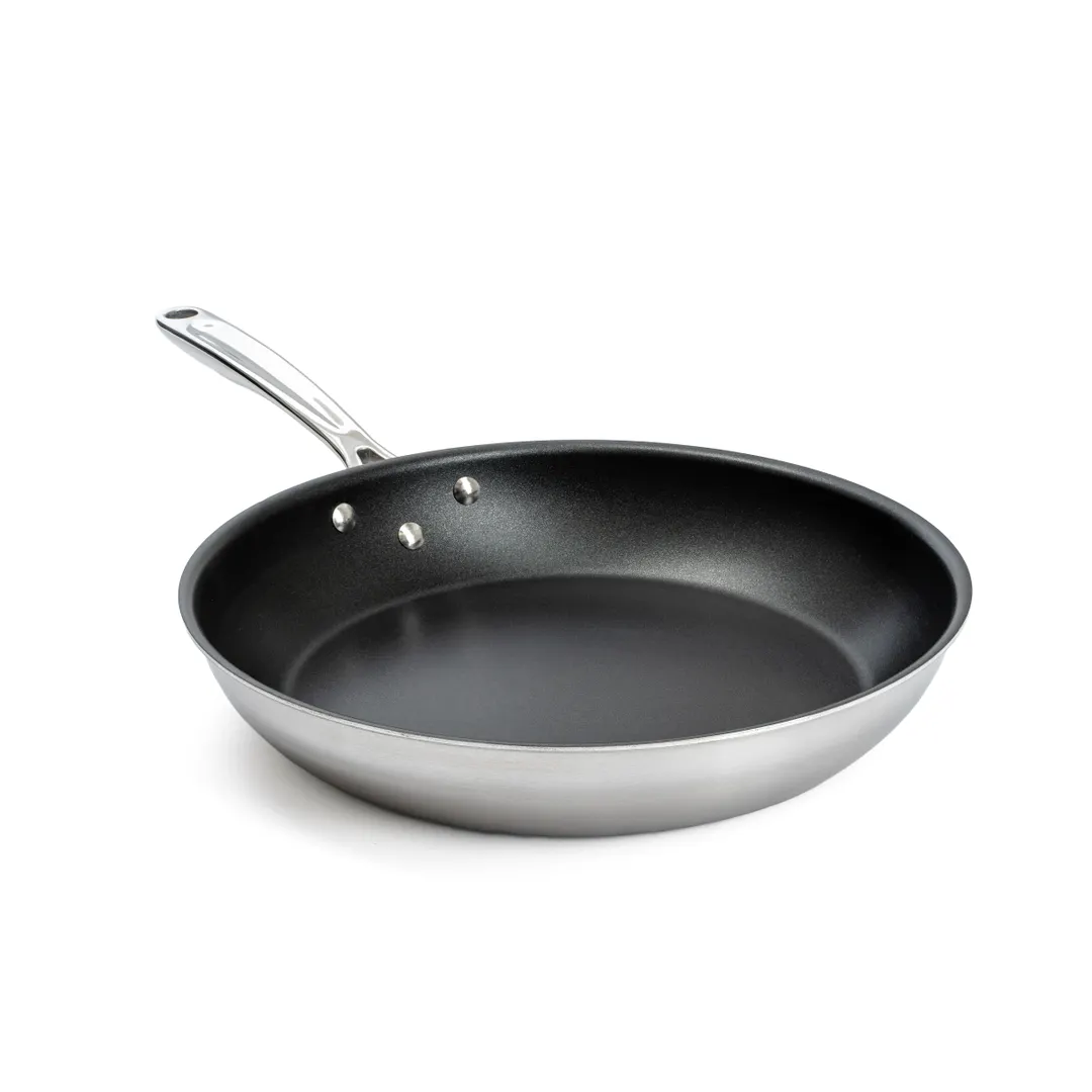 Browne USA 5724158 11" Fry Pan, 18/8 Stainless Steel, Non‑Stick, Riveted Handle, Induction Ready