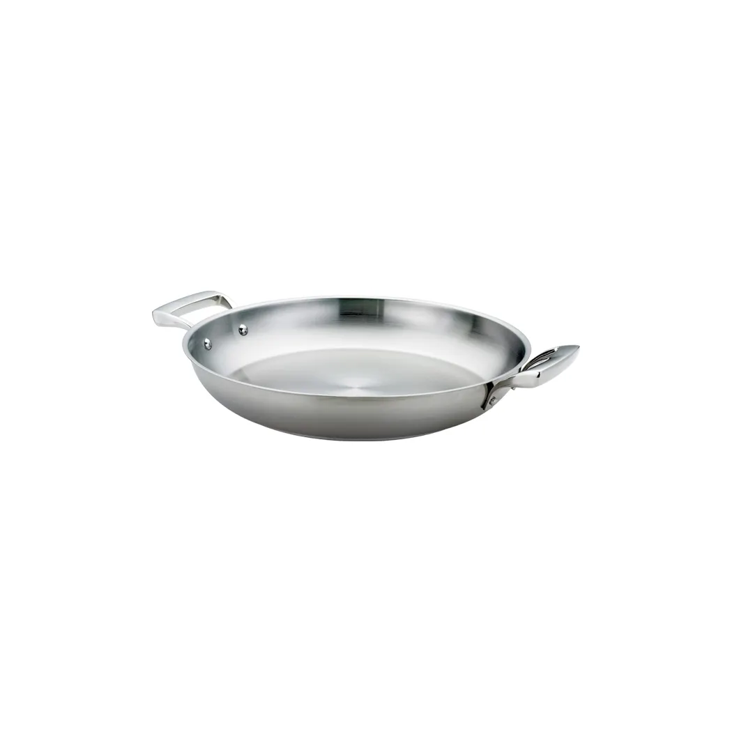 Browne USA 5724172 3-Qt 11" Dia x 2" H Paella Pan, Steel With Aluminum Core, Induction-Ready NSF