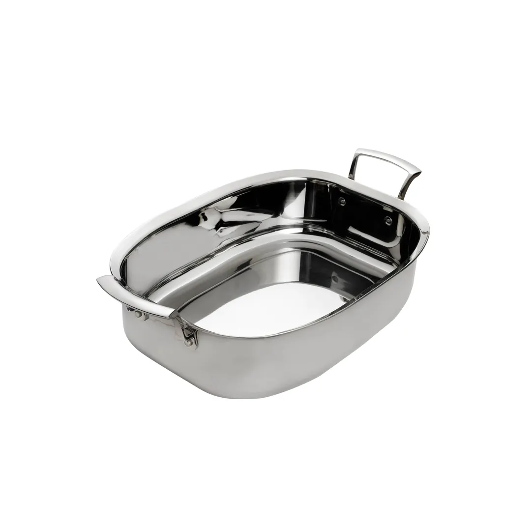 Browne USA 5724177 Thermalloy Roast Pan, 2.6 Qt 12" x 10-2/5" x 2", Stainless Steel, Induction Ready