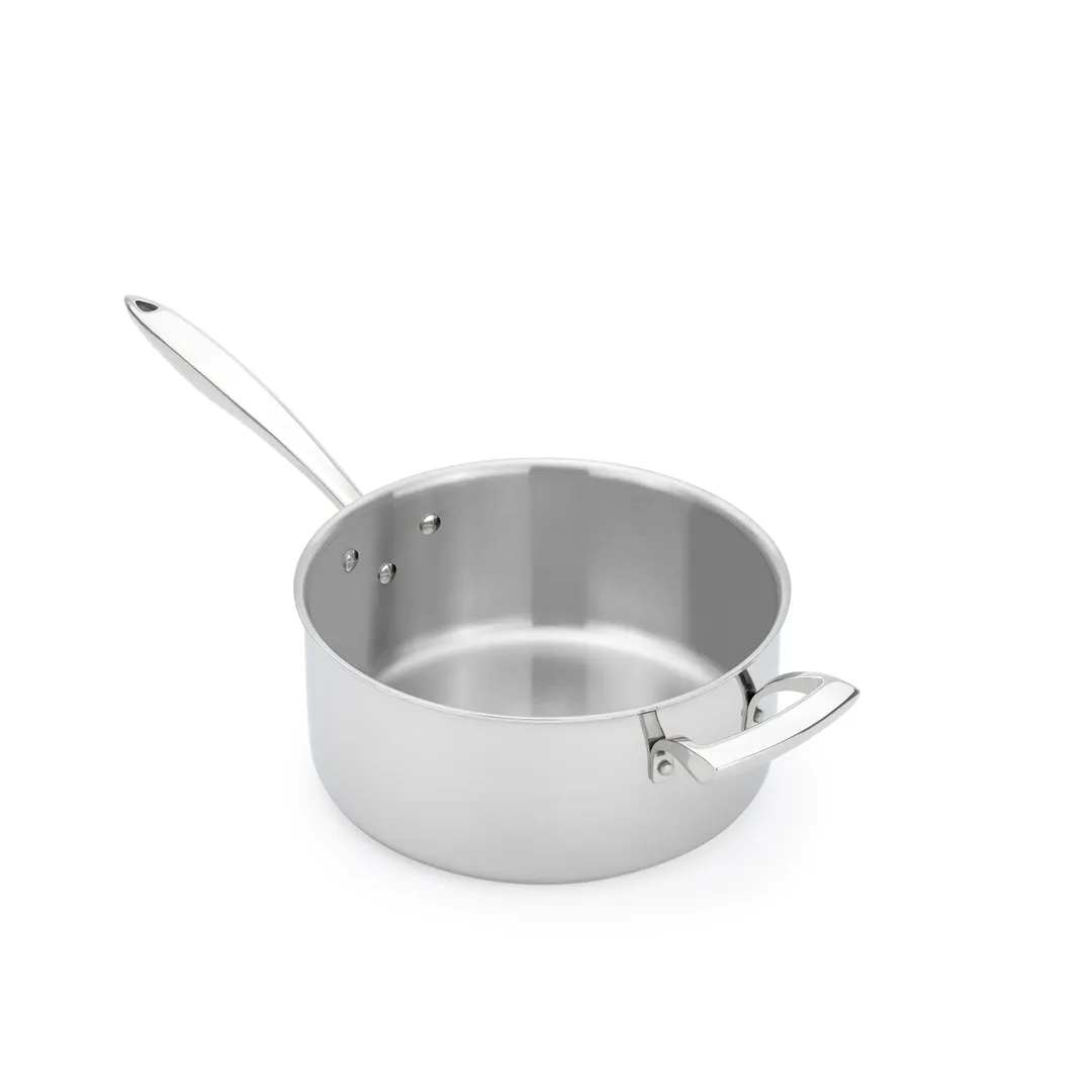 Browne USA 5724205 5‑Qt 9"×4.3" Sauce Pan, Tri‑Ply SS/Al Core, Stay‑Cool Handle, Induction, No Cover
