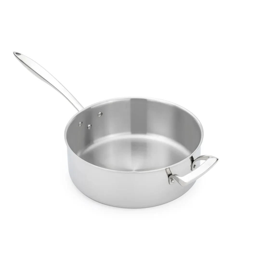 Browne USA 5724206 6 Qt Sauce Pan, 11" Dia x 4" H, Stainless Aluminum, Riveted Handle, Induction Ready