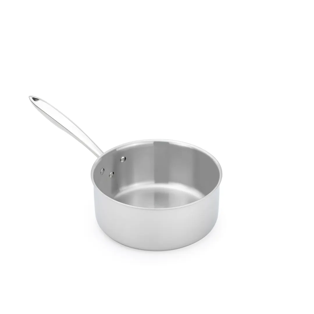 Browne USA 5724214 4‑Qt Sauce Pan, 8.7" Dia. x 4" H, Stainless‑Aluminum, Handle, Induction Ready