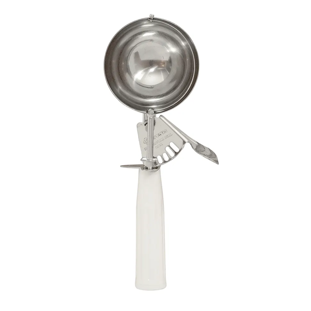 Browne USA 573306 Disher #6, 4.86 oz, Thumb‑Press, Stainless Steel Bowl, White Handle, NSF