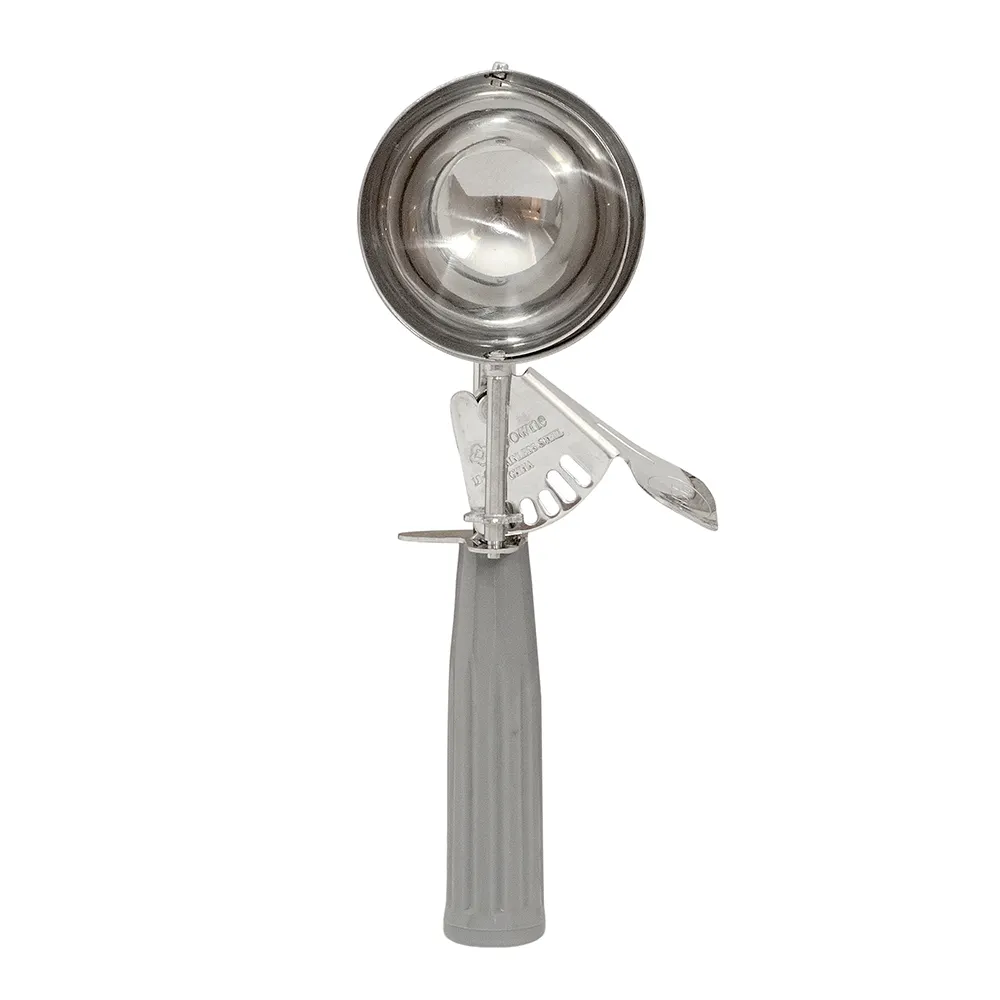 Browne USA 573308 Disher #8, 2‑3 oz, 18/8 Stainless Steel Bowl, Gray Plastic Handle, NSF