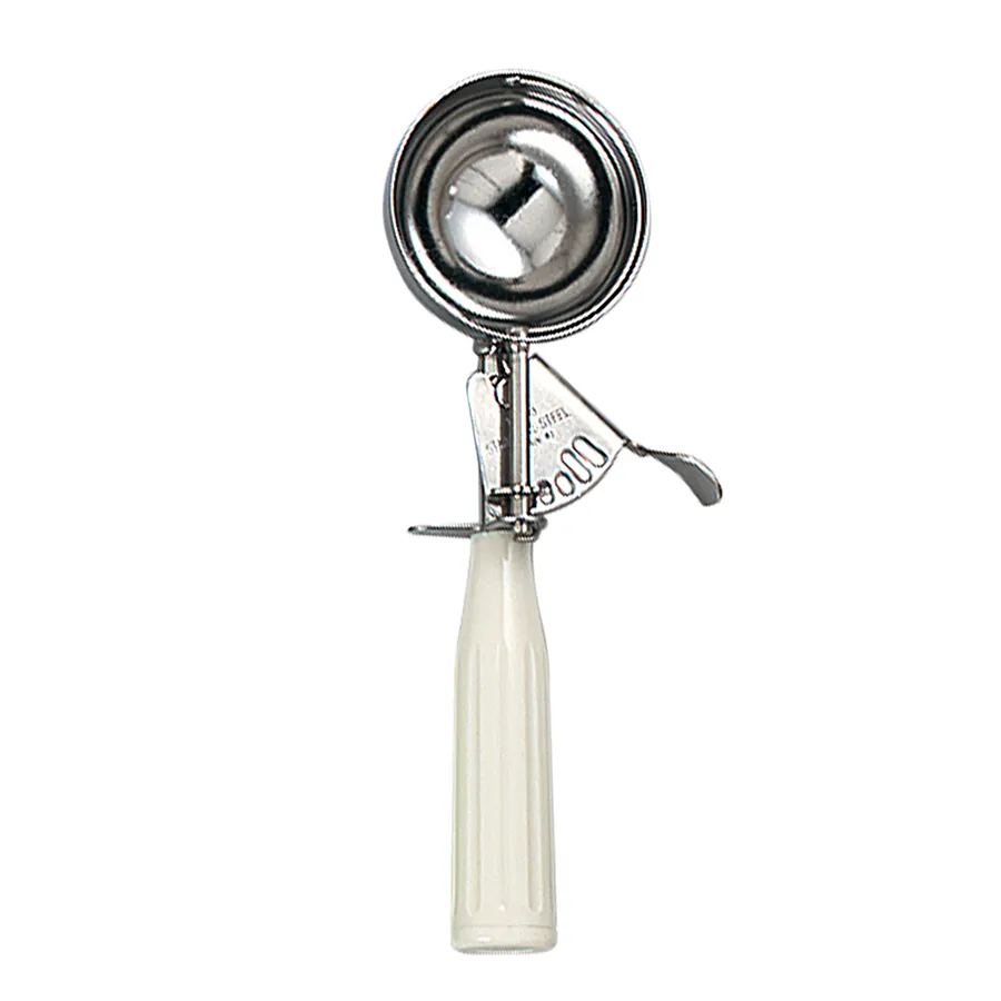 Browne USA 573310 Disher #10, 2‑3 oz, Steel Bowl, Ivory PP Thumb‑Press Handle, NSF