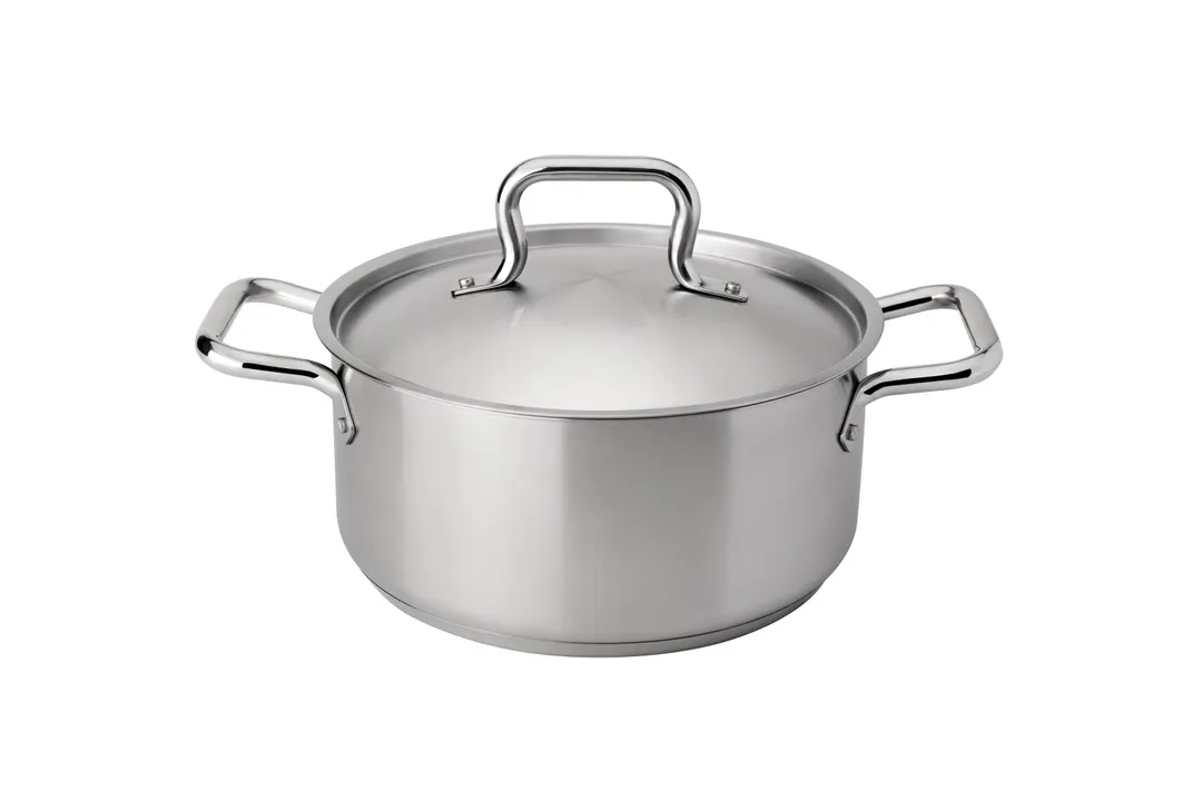 Browne USA 5733905 Stock Pot, 5 Qt., Stainless Steel, Cover, Handles, 4mm, Induction Ready, NSF