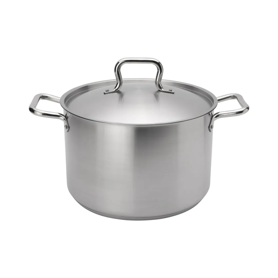 Browne USA 5733908 Stock Pot, 8 Qt., 9-2/5" Dia x 6-1/2" H, Stainless Steel, Induction Ready