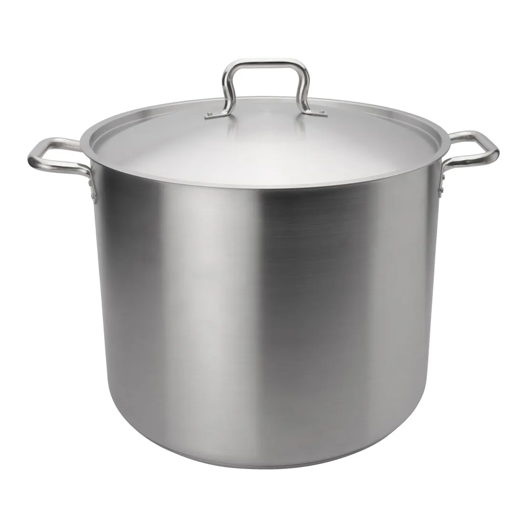 Browne USA 5733960 Stock Pot, 60 Qt 17.7" Dia x 14.4" H, 4mm Tri‑Ply Base, Cover, Induction Ready