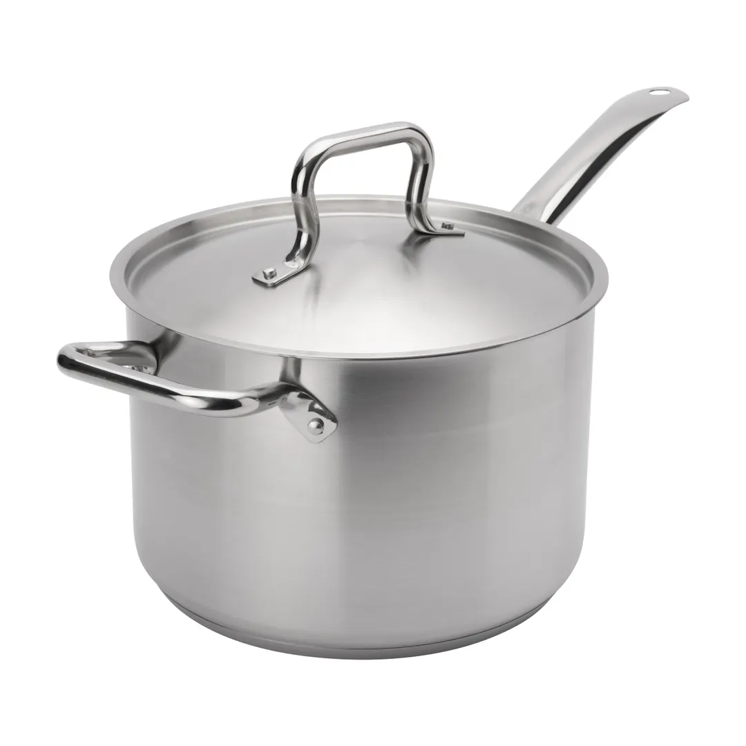 Browne USA 5734037 Sauce Pan, 7-3/5 Qt (9-2/5" Dia x 6.5" H), Steel, Induction Cover NSF