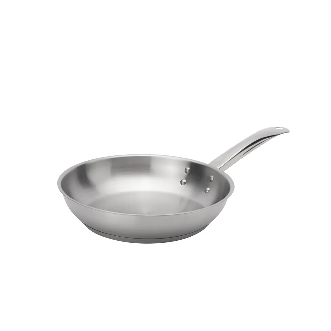 Browne USA 5734050 Fry Pan, 9.5" Dia x 2"H Riveted Handle Stainless Steel Base Induction Ready NSF