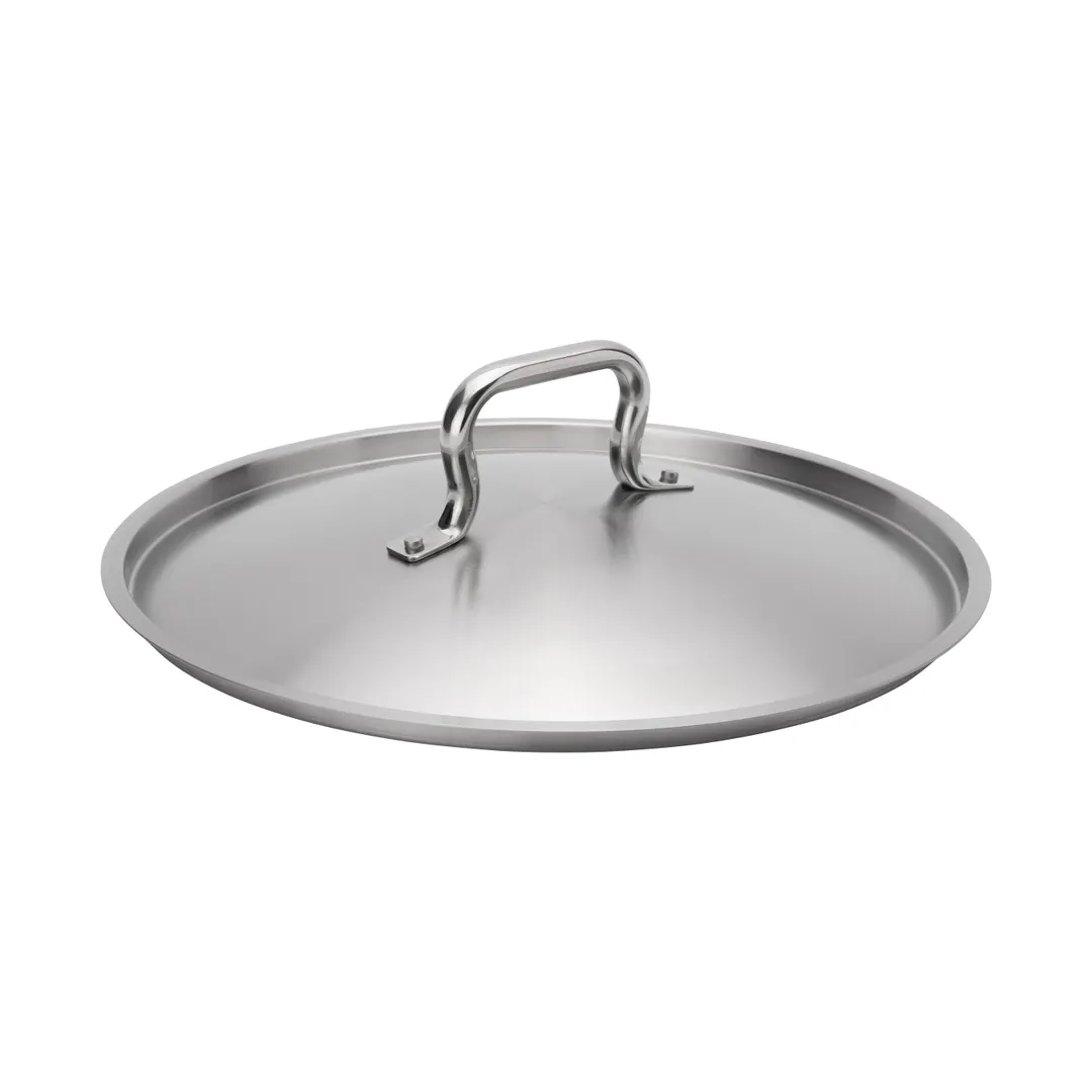 Browne USA 5734130 Sauté Pan Cover, 11‑4/5" Dia, Stainless Steel, Domed, Loop Handle, Fits 5734185