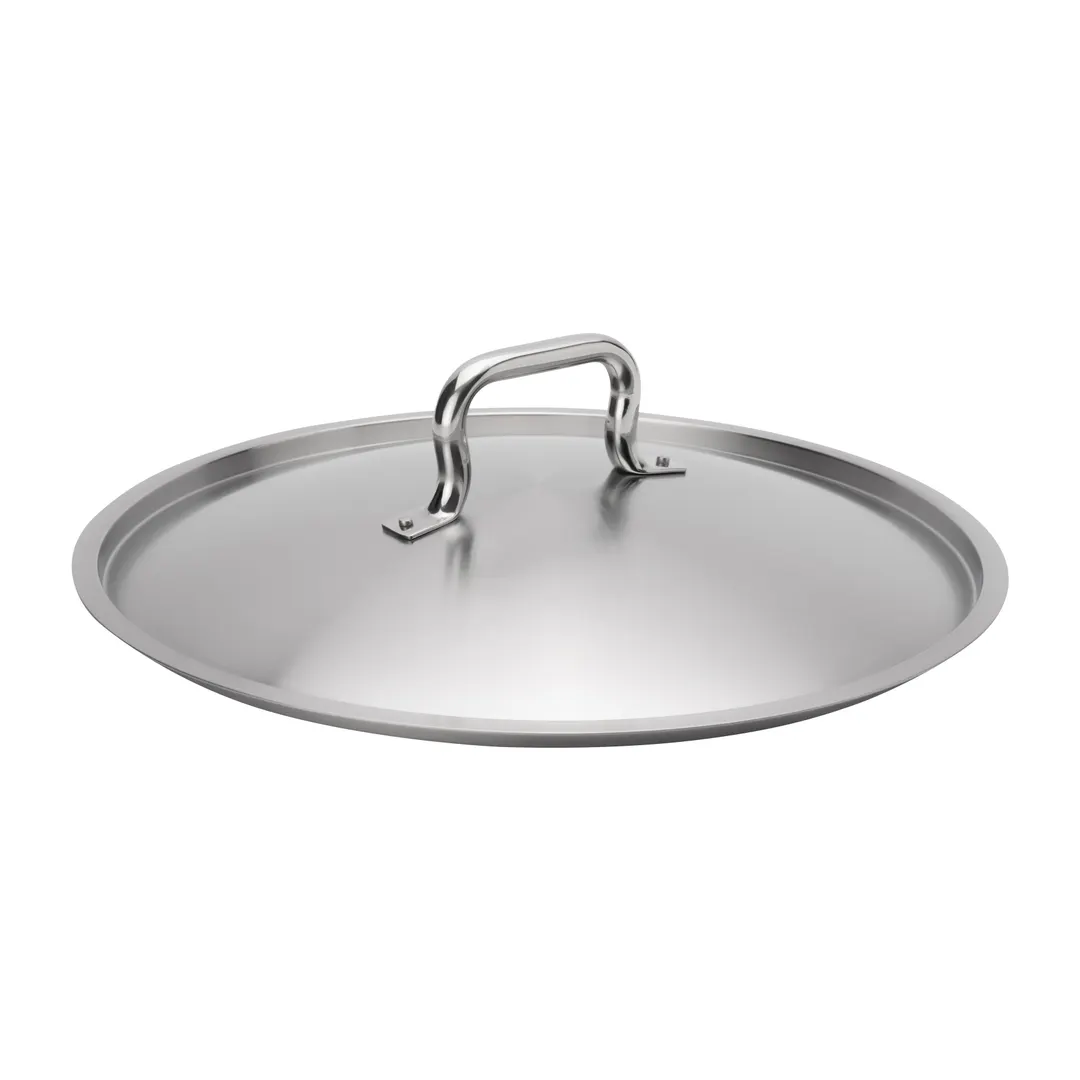 Browne USA 5734140 Lid, 15-7/10" Stainless Steel Cover, Rivet Loop Handle, Fits 5733940/5734019