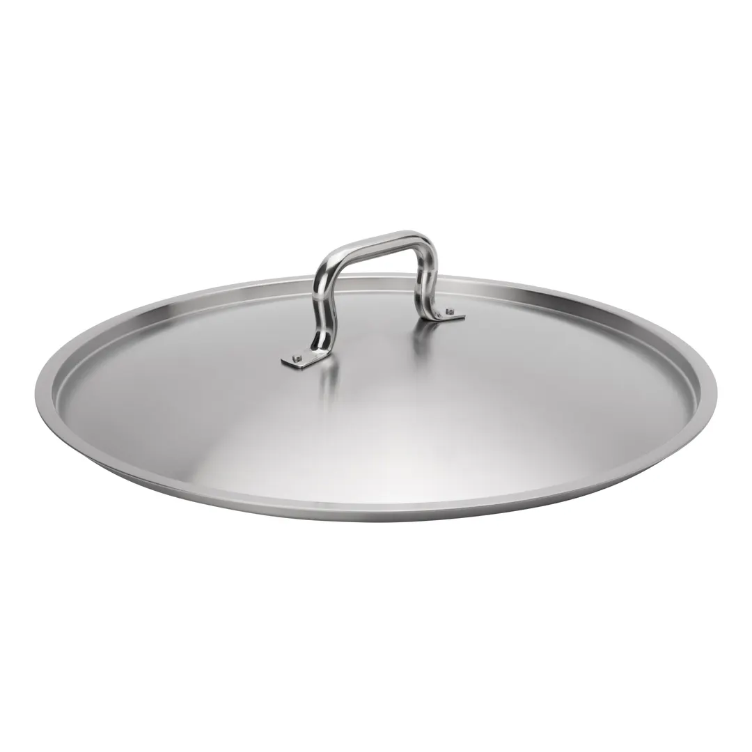 Browne USA 5734145 Pot Cover, 17-7/10" Stainless Steel Lid Riveted Handle, NSF, Fits 5733960/5734024