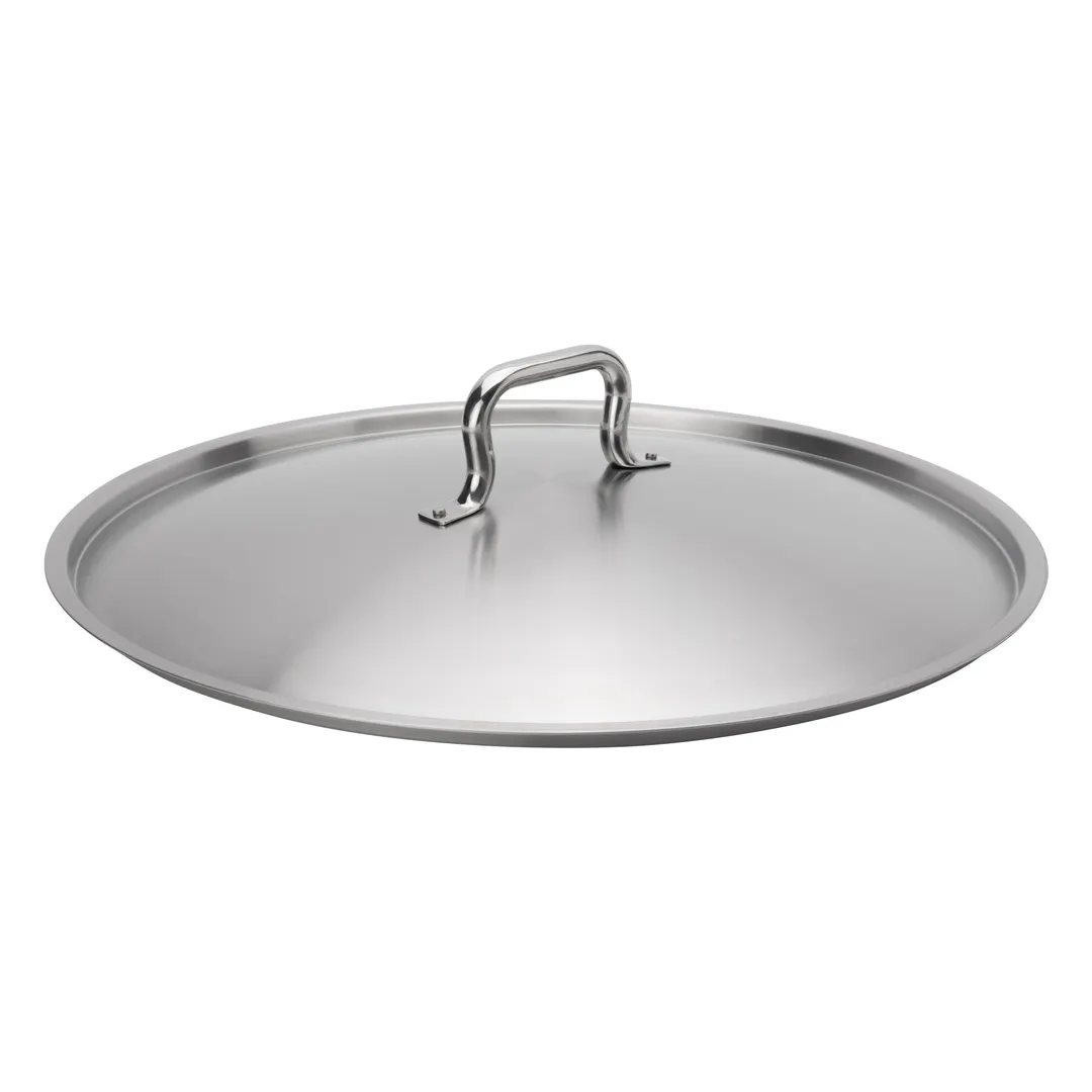 Browne USA 5734150 Cover, 19-7/10" Round Lid, Stainless Steel, Riveted Handle, Fits 5734030, NSF