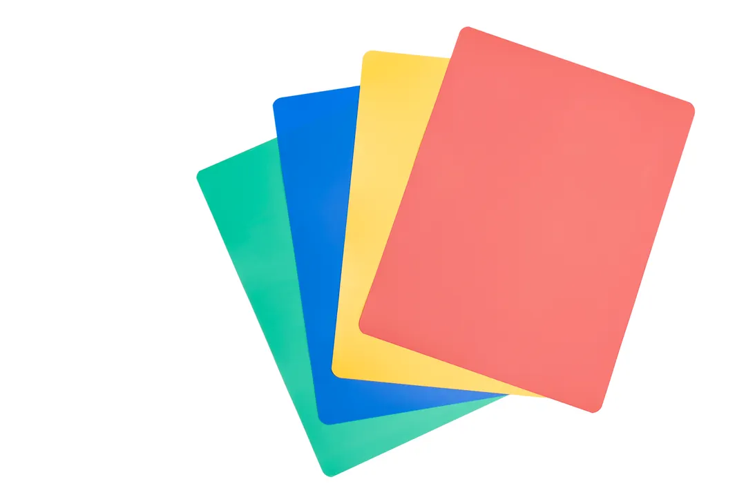 Browne USA 573614 Plastic Cutting Board 12" x 18" Assorted Colors Dishwasher Safe - 4/Pack