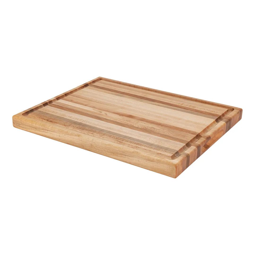 Browne USA 573616 - 16" x 12" Maple Wood Board, 1.5" Thick, 2‑Sided with Juice Channel & Grips