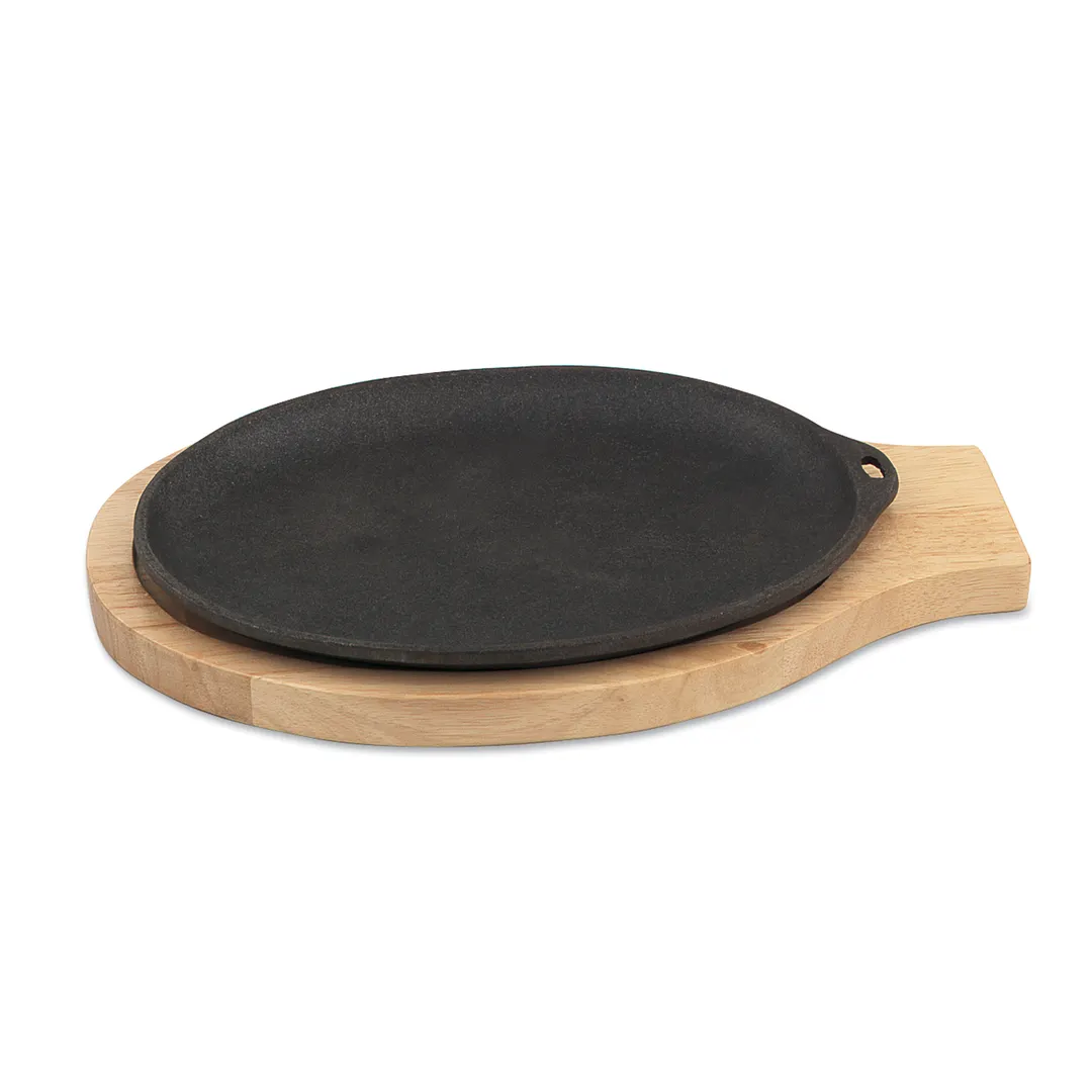 Browne USA 573720 Oval Cast Iron Skillet, 10" Black Platter, Non‑Stick, PFOA‑Free, Oven Safe