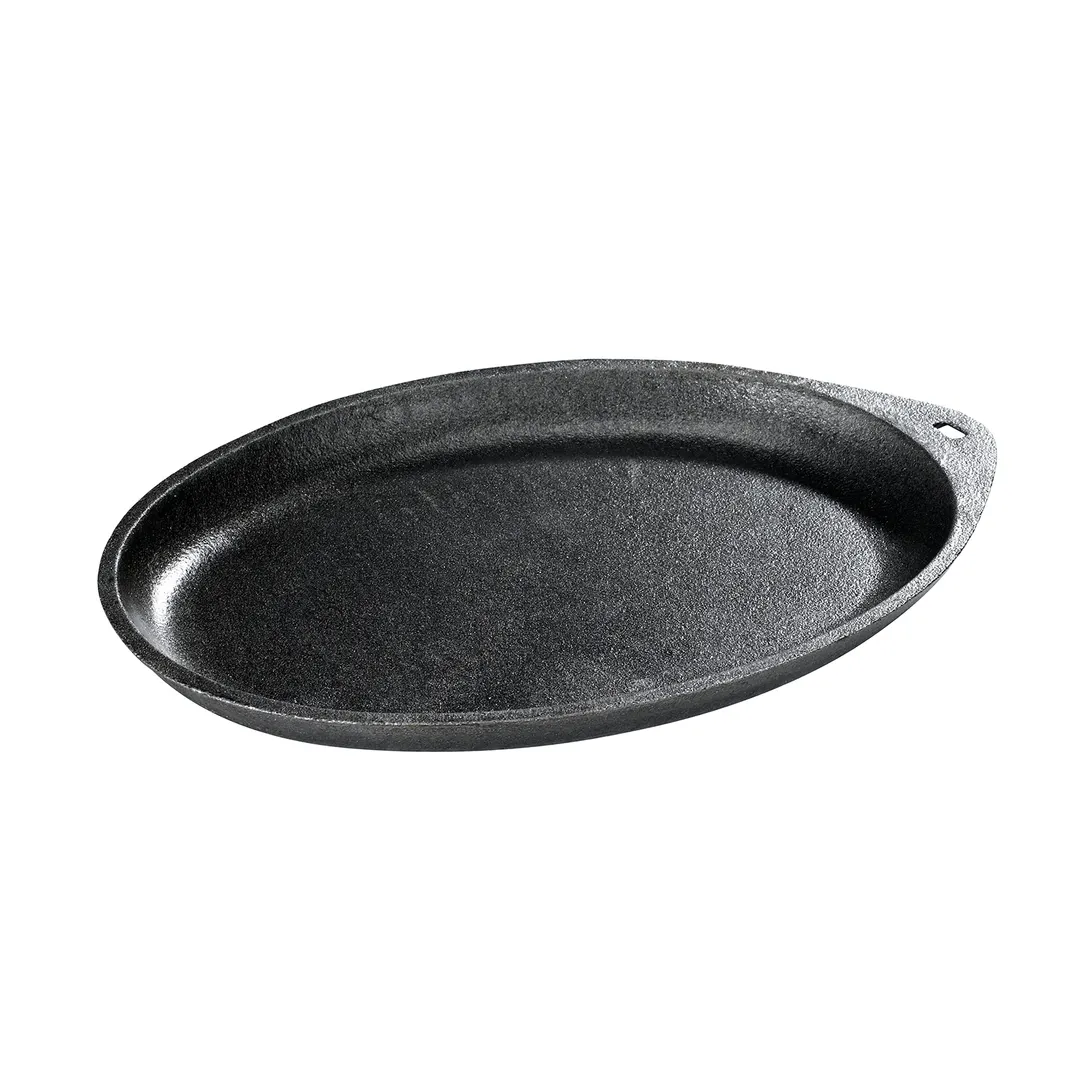 Browne USA 573720 Oval Cast Iron Skillet, 10" Black Platter, Non‑Stick, PFOA‑Free, Oven Safe