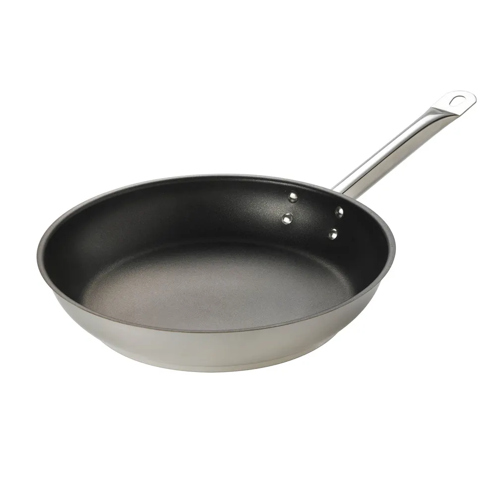 Browne USA 573778 Fry Pan, 12.5" Dia x 2", Stainless/Al Core Excalibur Non‑Stick, Handle Induction