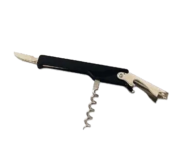 Browne USA 574077BK Waiter Corkscrew, 4.5" Length, Steel Worm, Black Plastic Handle, Steel Blade