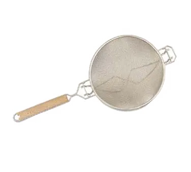 Browne USA 574131 Mesh Strainer – 9" Bowl, 9" L Wooden Handle, Double Medium Tin‑Plated Mesh