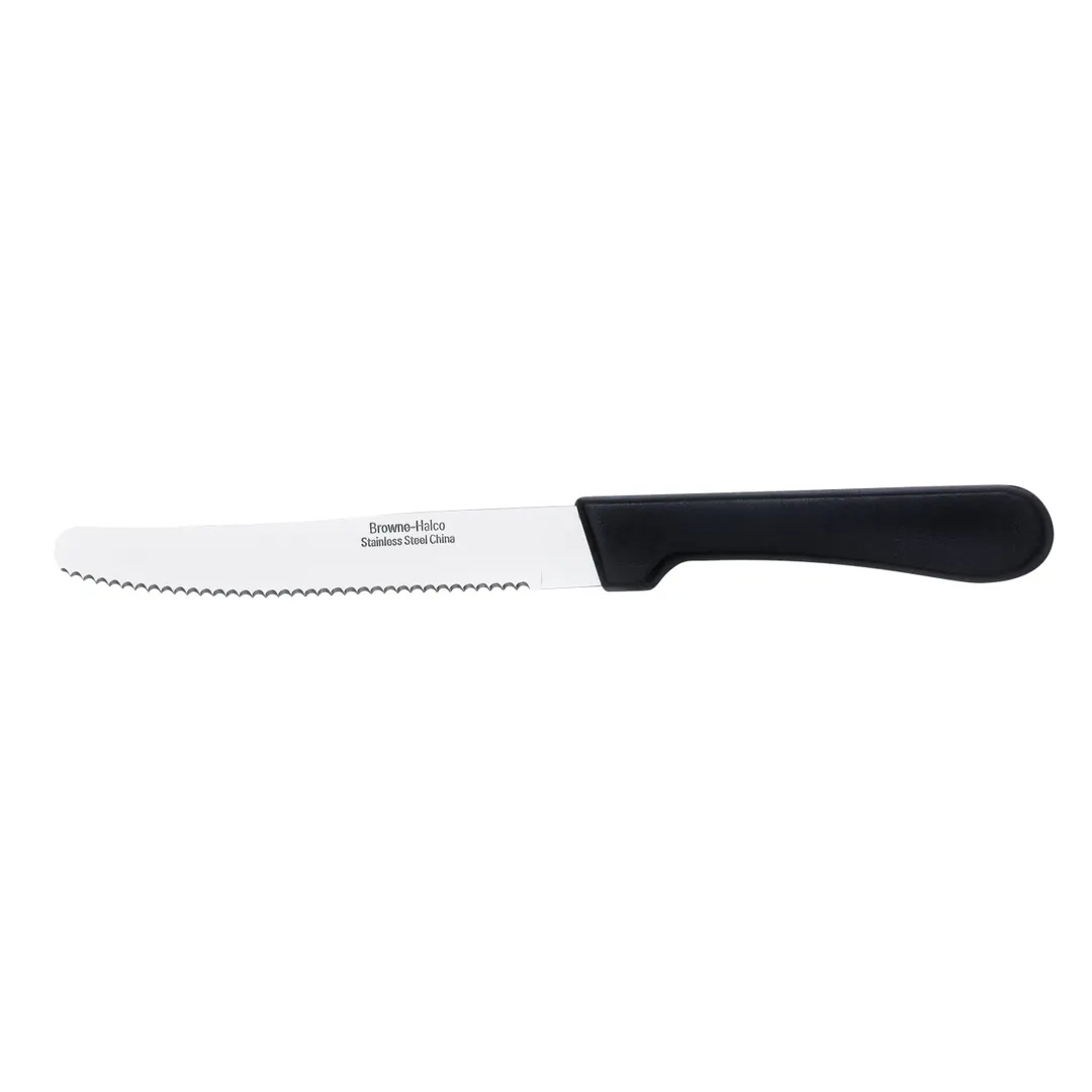 Browne USA 574329 Steak Knife, 4" Blade, 8-9" OAL, Stamped 18/0 Stainless Steel Polypropylene Handle