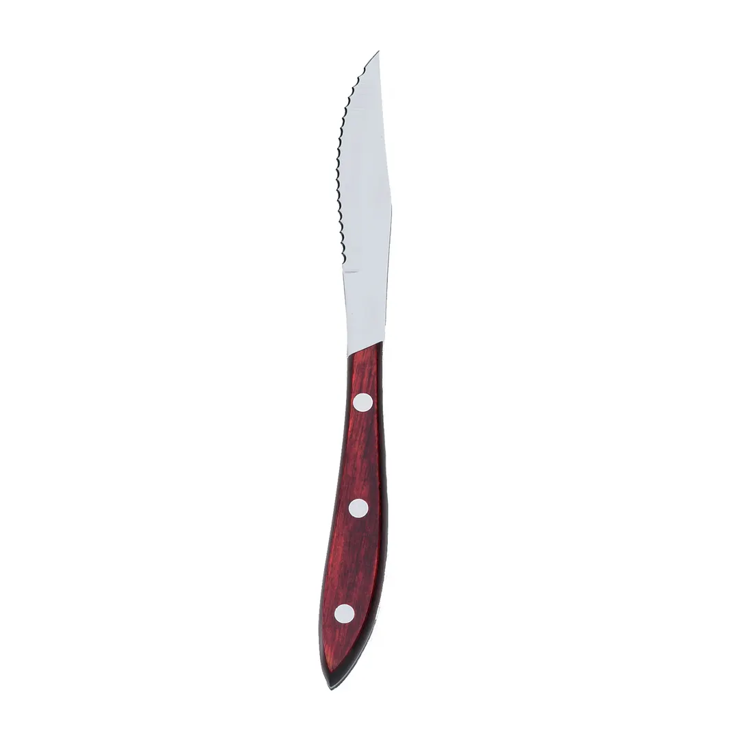 Browne USA 574339 Wave Steak Knife, 9" Pointed Blade, Pakkawood Handle, 18/0 Steel, 8"-9" - Dozen