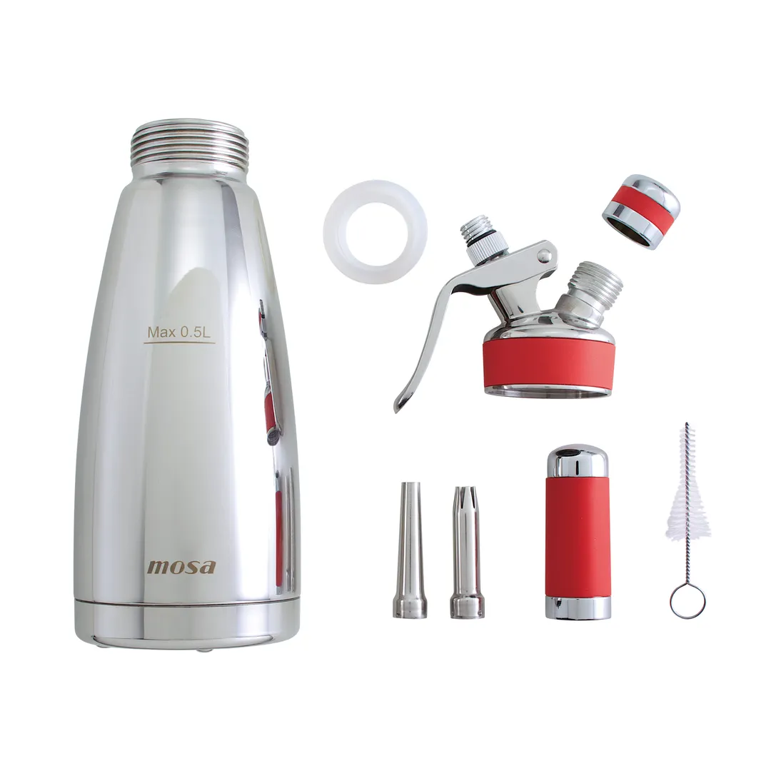 Browne USA 574354 Whipped Cream Dispenser, 1 Pt (16 oz), 4-1/8" Dia x 10-15/16" H Stainless Steel NSF
