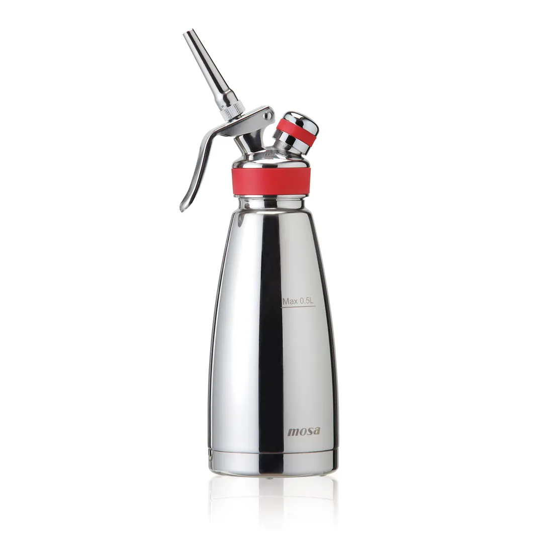 Browne USA 574354 Whipped Cream Dispenser, 1 Pt (16 oz), 4-1/8" Dia x 10-15/16" H Stainless Steel NSF
