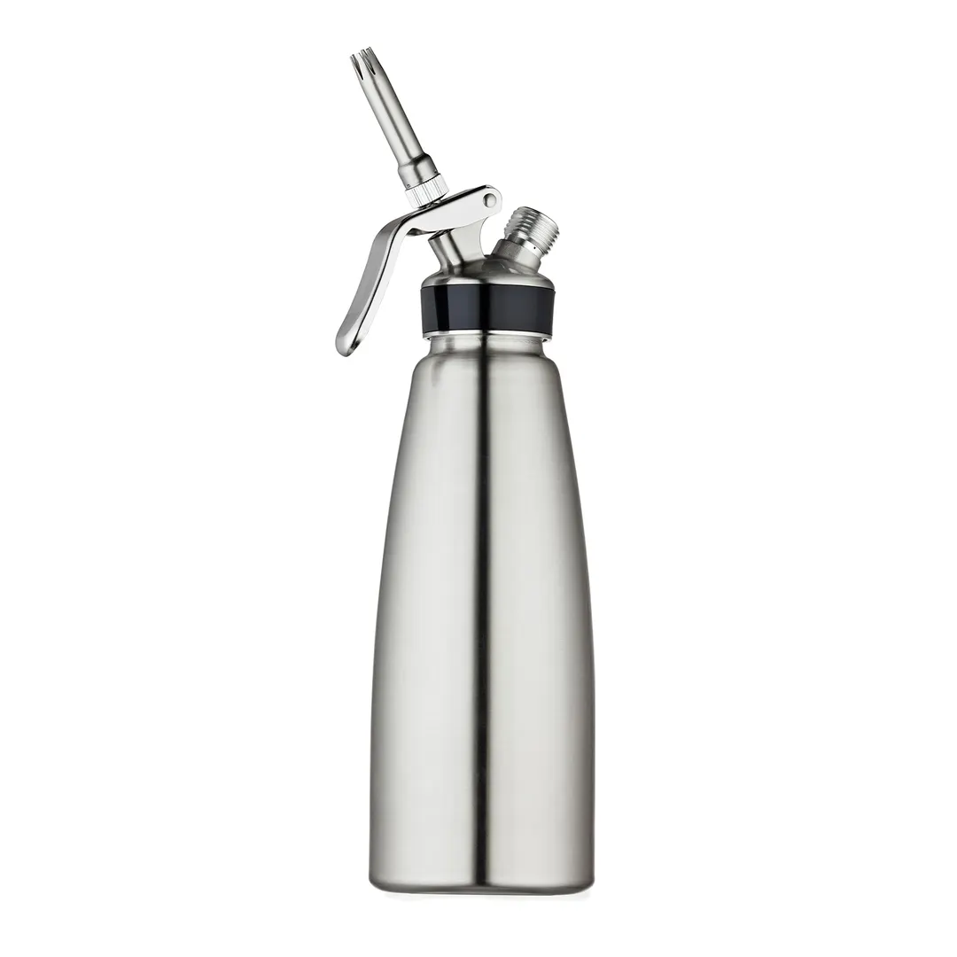 Browne USA 574356 Whipped Cream Dispenser, 1 Qt (32 oz), 4¼" Dia. x 14⅕" H Steel, Dishwasher‑Safe