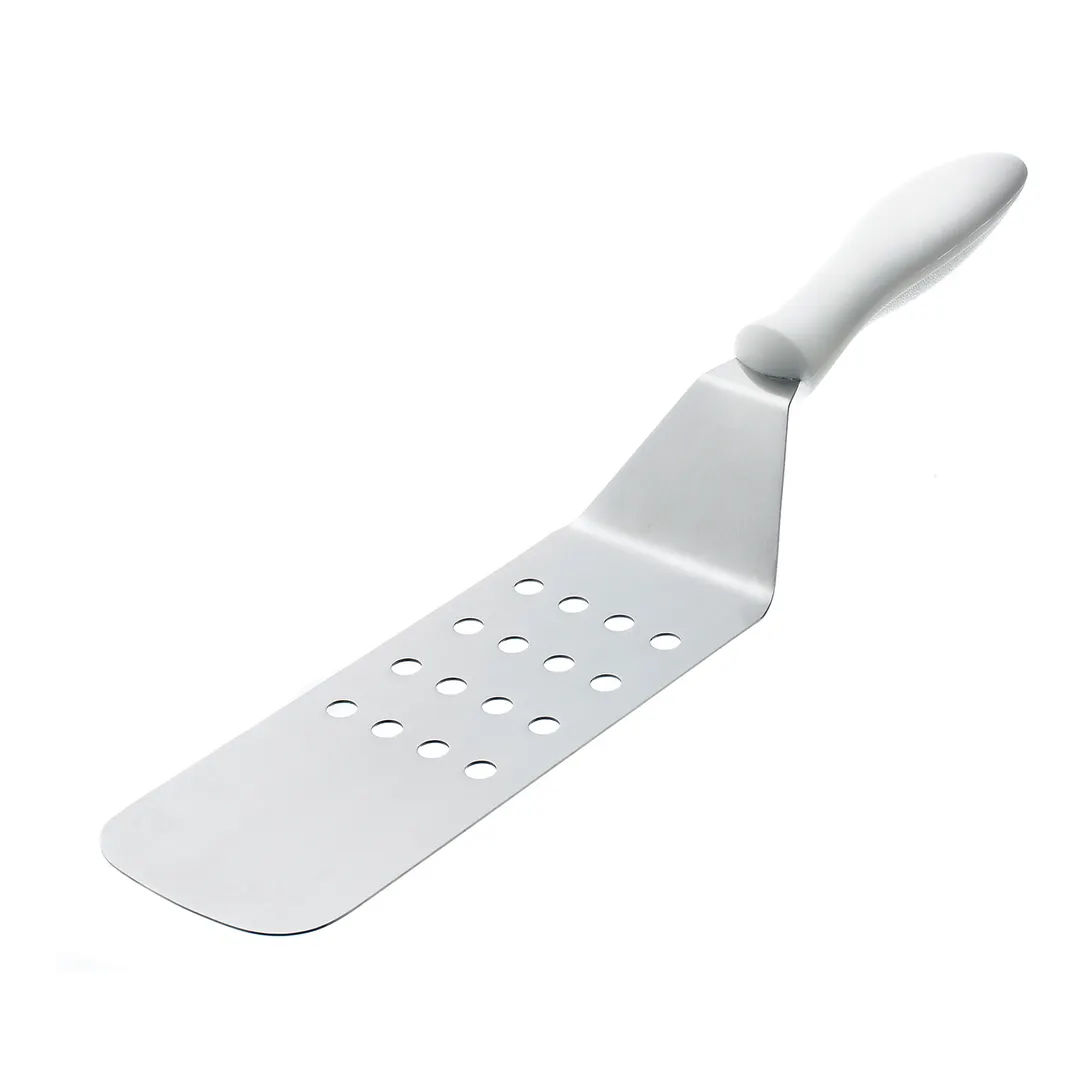 Browne USA 574365 - 14½" Perforated Turner, 8" x 3" Carbon Blade, White Nylon Handle, NSF