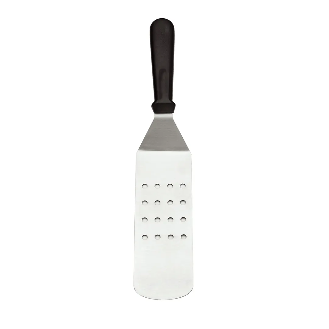 Browne USA 5744319 Stainless Turner, 14½" OAL, 8" x 2" Perforated Blade, Black ABS Plastic Handle