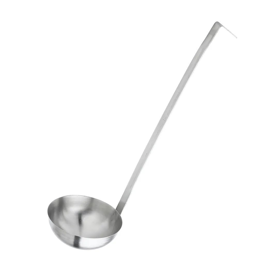 Browne USA 574705 - 5-Ounce Ladle, 12" Length, Stainless Steel, Satin, Hooked Handle, 2mm Thick