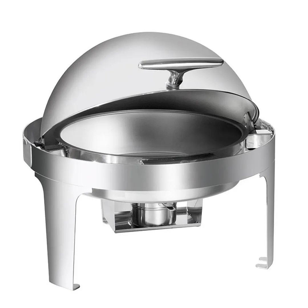 Browne USA 575138 Chafing Dish, 7-Qt Round, 22-1/2" x 20" Stainless Steel, Roll-Top Cover