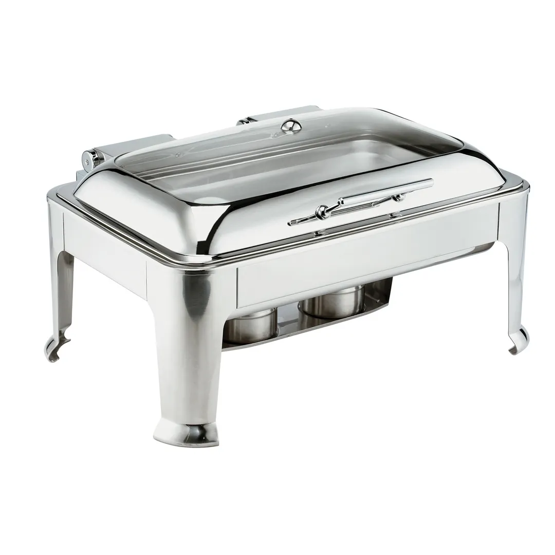 Browne USA 575162 Chafer 9‑Qt Rectangular, 26½" L x 21½" W x 17½" H, Stainless Steel, Hinged Cover