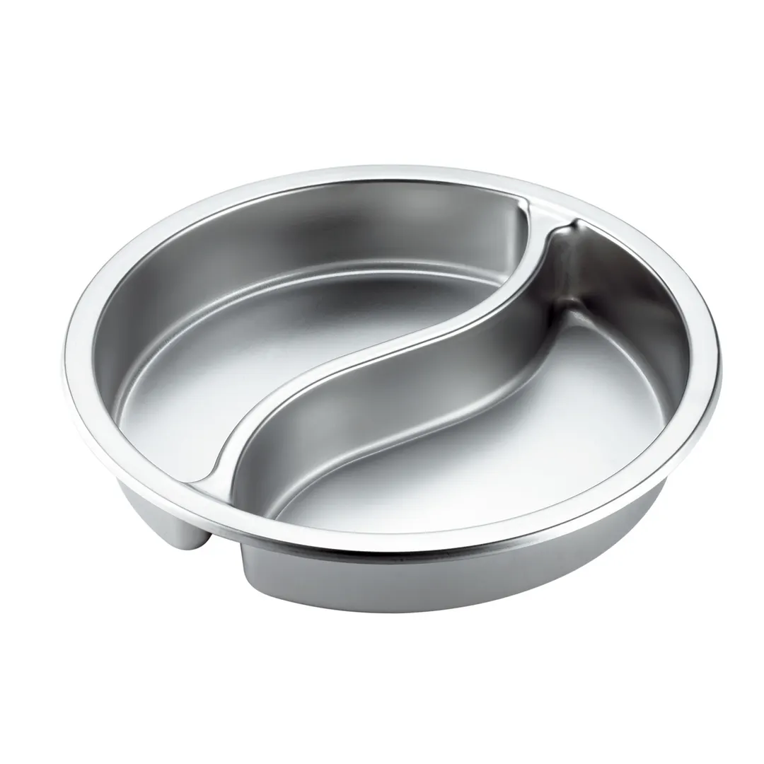 Browne USA 575165 Ying Yang Round Pan, 5-8 Qt, 15-1/4" Dia x 2-3/4" Deep, Stainless Steel