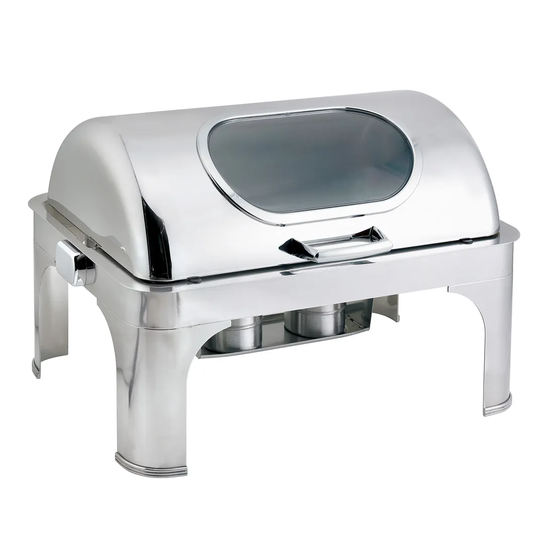 Browne USA 575166 Rectangular Chafing Dish, 9 Qt., 26½"L x 21½"W x 17½"H, Steel Fog‑Resistant Window