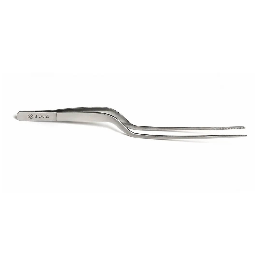 Browne USA 57517 Precision Tongs - 8" Stainless Steel, Serrated Tip, 3‑9" Range, Plating Tweezers