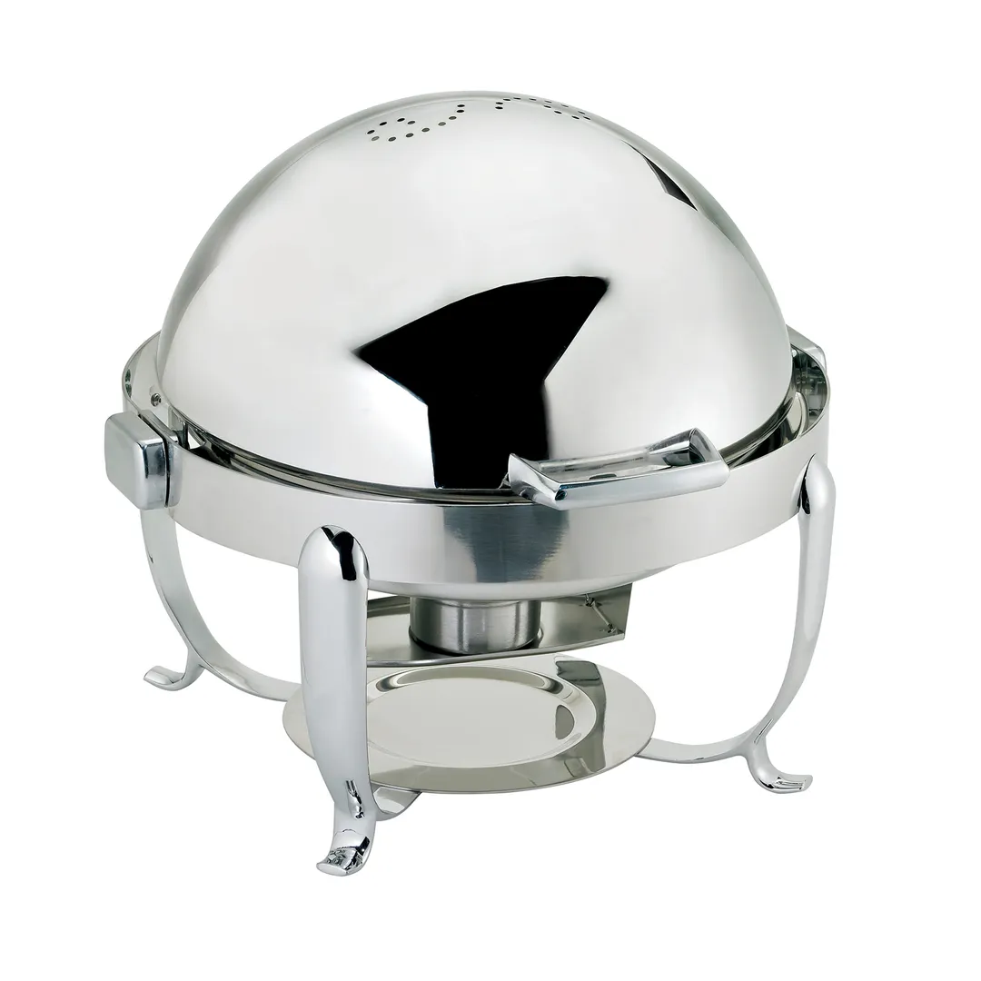 Browne USA 575171 7‑Qt Steel Chafing Dish, 22½" x 22½" x 20", Roll‑Top Cover, Includes Food Pan