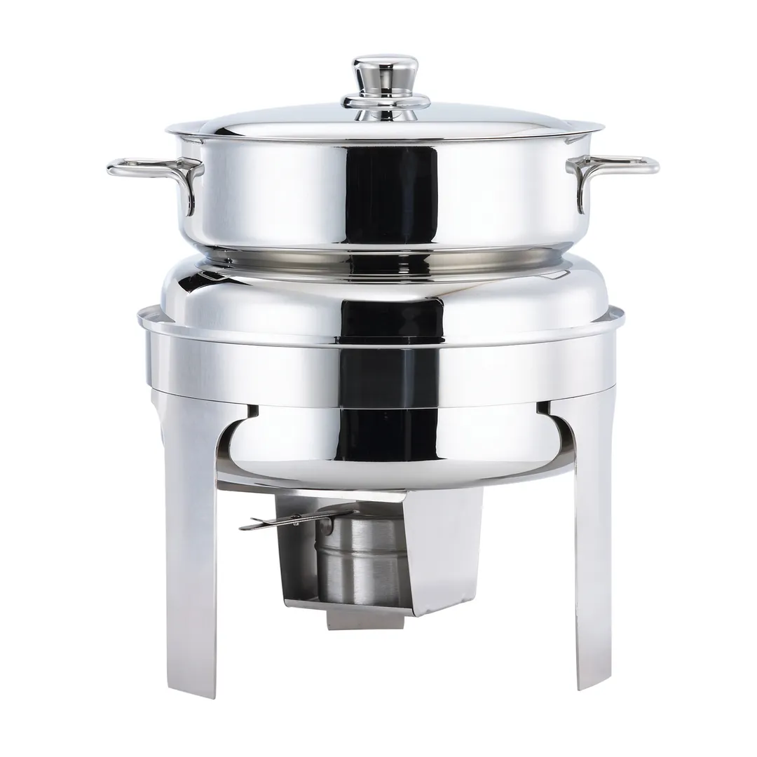 Browne USA 575177 Soup Chafer, 10‑qt, 15" x 17‑1/2" Round Stainless Steel, Lift‑Off Cover, Set