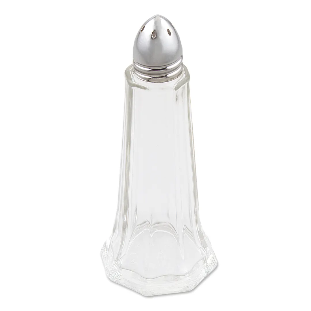 Browne USA 575182 Salt & Pepper Shaker, 1 Oz, 4½" H × 2" W Tower, Glass, Chrome-Plated Top – 1 Dozen