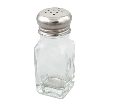Browne USA 575183 Salt and Pepper Shaker, 2 oz, 1.5" x 4" Clear Glass with Stainless Steel Top - Dozen
