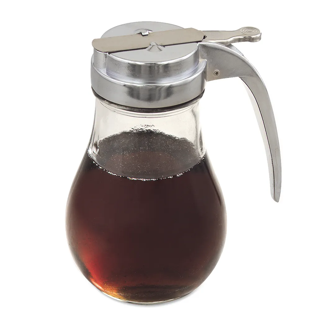 Browne USA 575190 Syrup Dispenser, 14 oz, 3½" Dia × 6" H Glass Jar, Chrome Top & Handle - Dozen