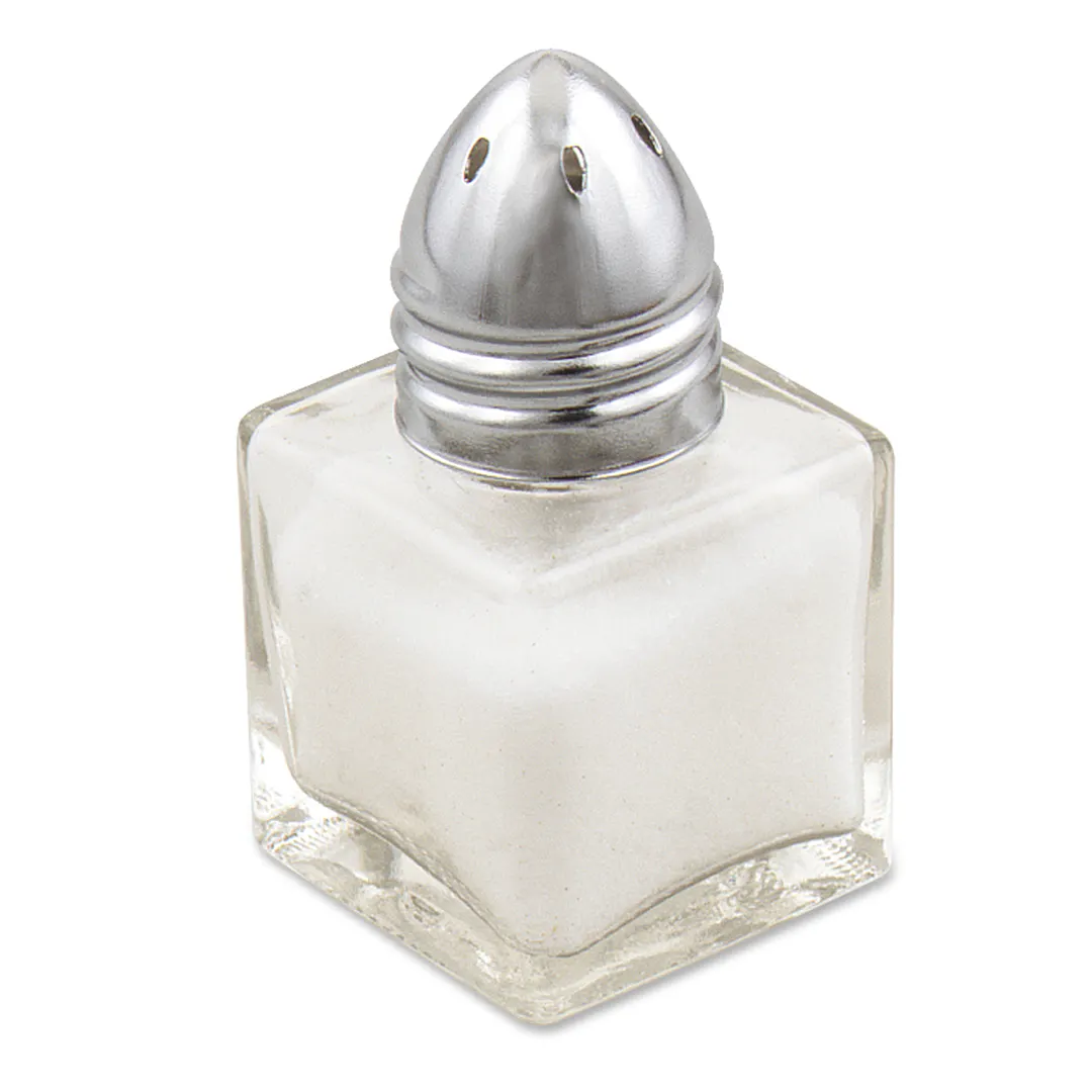 Browne USA 575191 Salt & Pepper Shaker, 0.5 Oz, 1.5" x 2" Glass Jar, Chrome Top, Mini - 1 Dozen