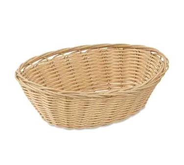 Browne USA 575443 Oval Plastic Basket 9" x 7" x 3", Tan PP, Wire‑Reinforced, Dishwasher Safe
