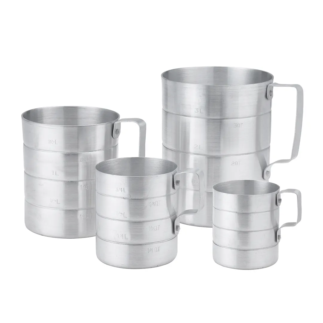 Browne USA 575640 Measuring Cup, 4 Qt 128 Oz, 7-3/8" x 8-1/2" Aluminum, Riveted Handles, 1.8 mm Thick