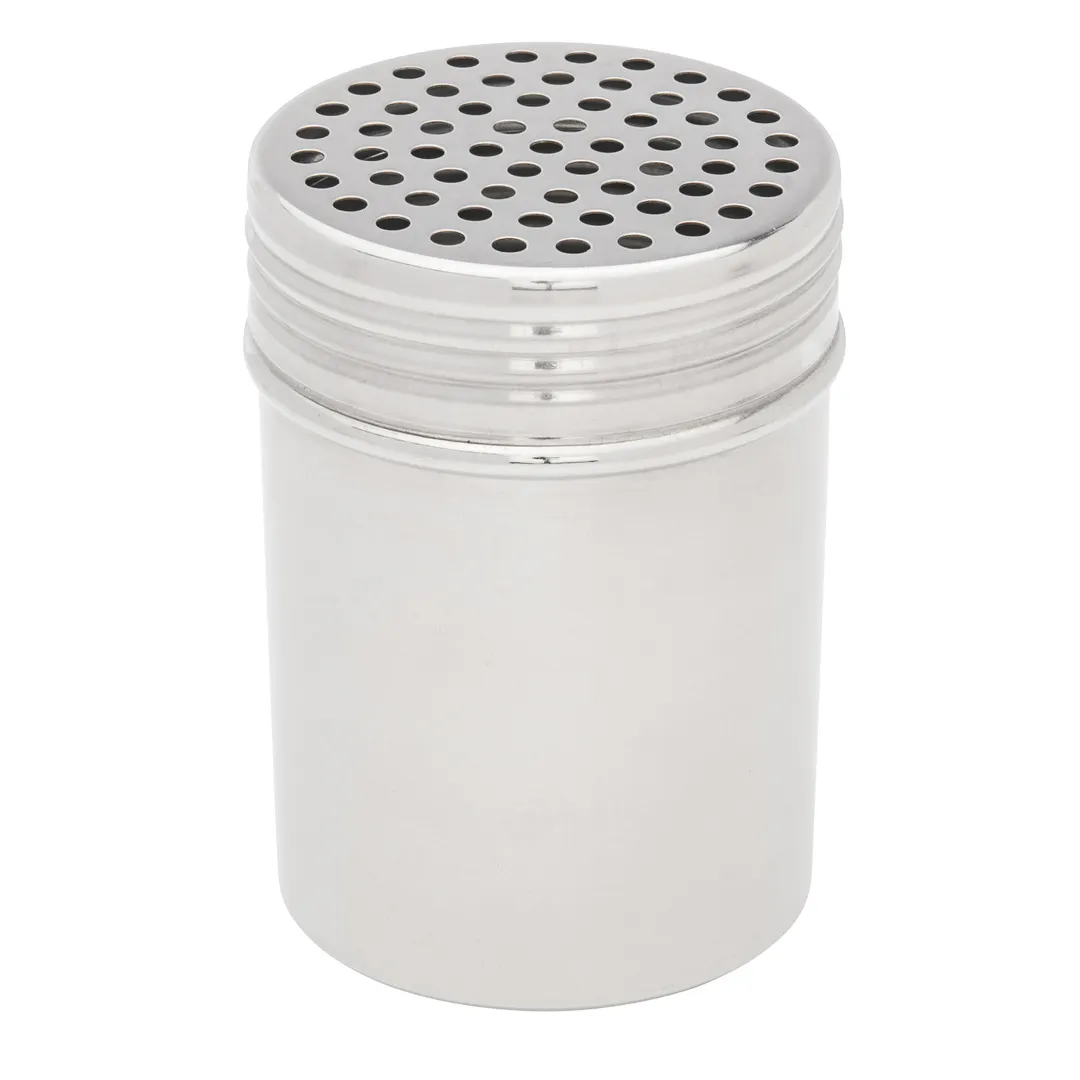 Browne USA 575672 Dredge Shaker, 12 oz, 2‑3/4" Dia × 3‑7/8" H, Polished Stainless Steel, Metal Lid