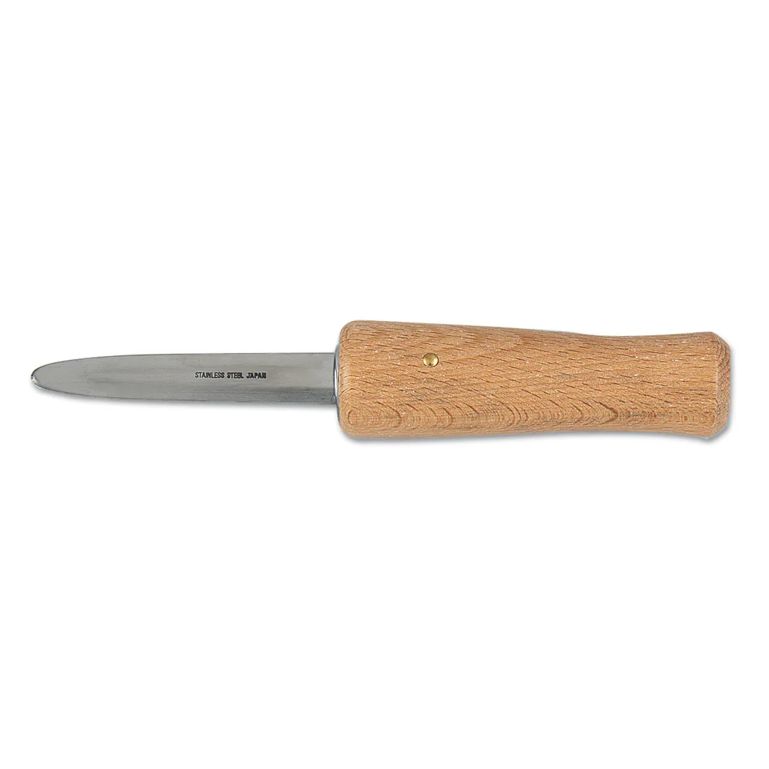 Browne USA 575688 Oyster & Clam Knife, 3" Stainless Steel Blade, Hardwood Handle, Wood