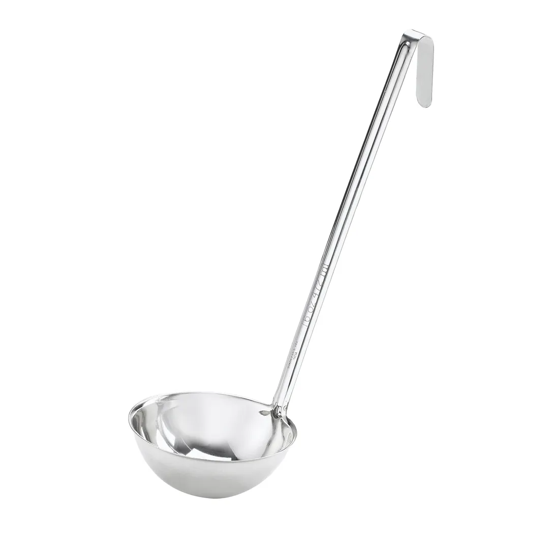 Browne USA 575708 Optima Ladle, 8‑Ounce, 13" Length, Stainless Steel Mirror, Grooved, 1.0 mm